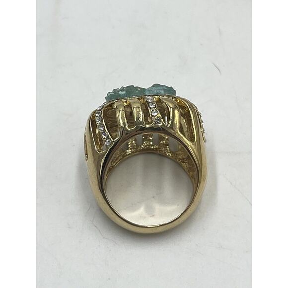 Kara Ross Goldtone Simulated Drusy & Crystal High Profile Gold Tone Ring Size 9 - Picture 8 of 12